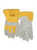 10-2209 Разноцветные защитные рабочие перчатки из воловьего спилка с полоской в области костяшек пальцев, ладонью на подкладке и защитной манжетой 7,5 см длиной 