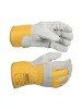 10-2209 Разноцветные защитные рабочие перчатки из воловьего спилка с полоской в области костяшек пальцев, ладонью на подкладке и защитной манжетой 7,5 см длиной 