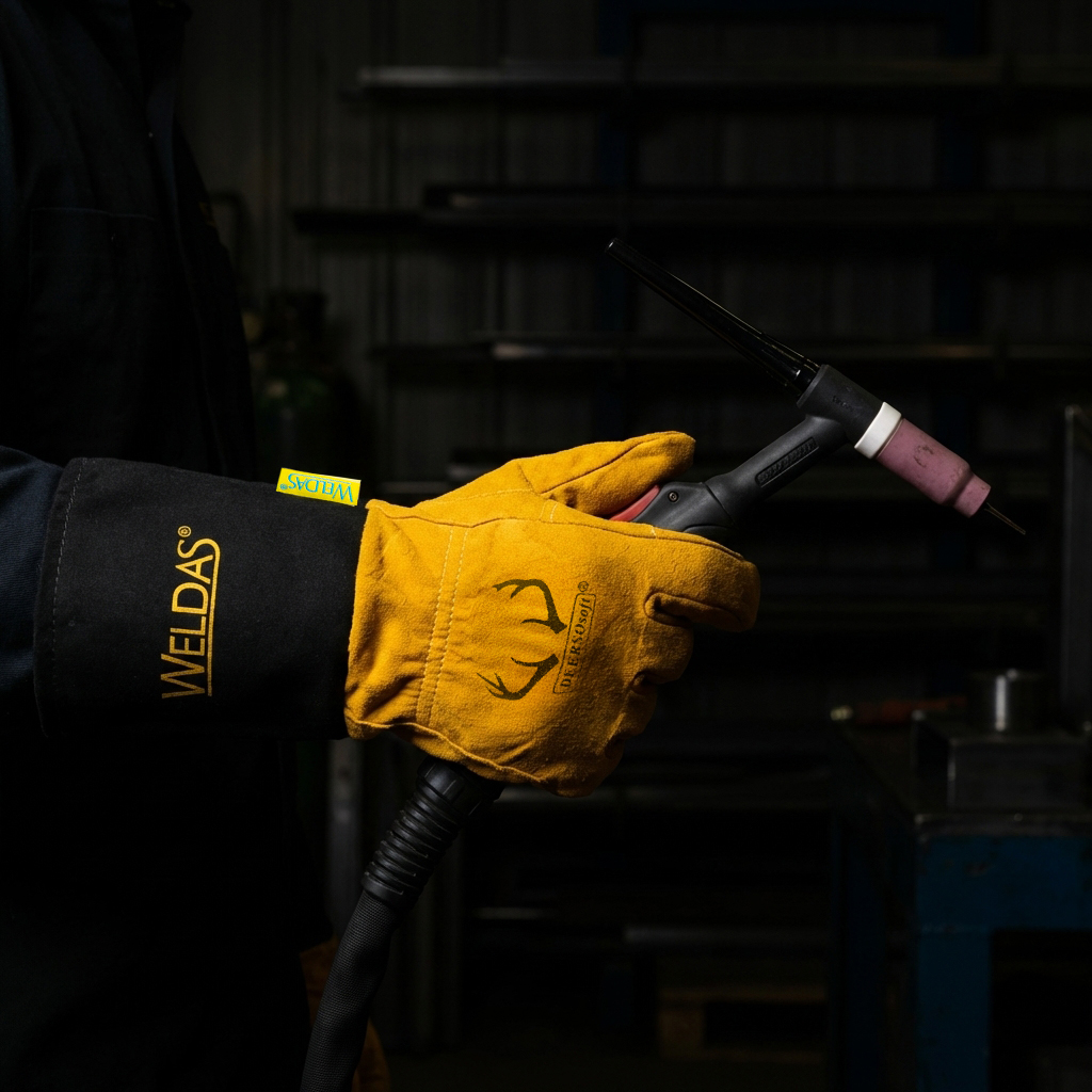 The new TIG 10-1015 welding glove with a TIG torch in hand